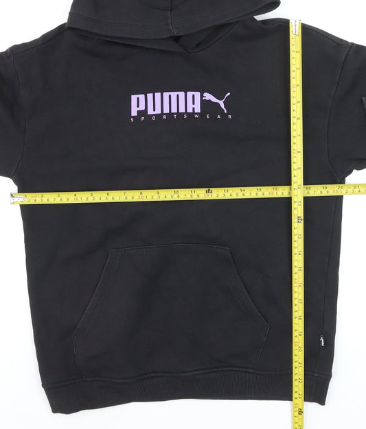 Puma Boys Black Hoodie 15-16 Years Pullover Hooded Sweatshirt