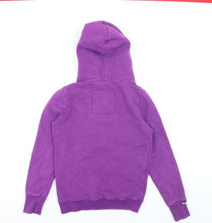 Superdry Men's Purple Pullover Hoodie Medium Graphic Logo Fleece