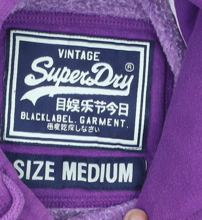Superdry Men's Purple Pullover Hoodie Medium Graphic Logo Fleece
