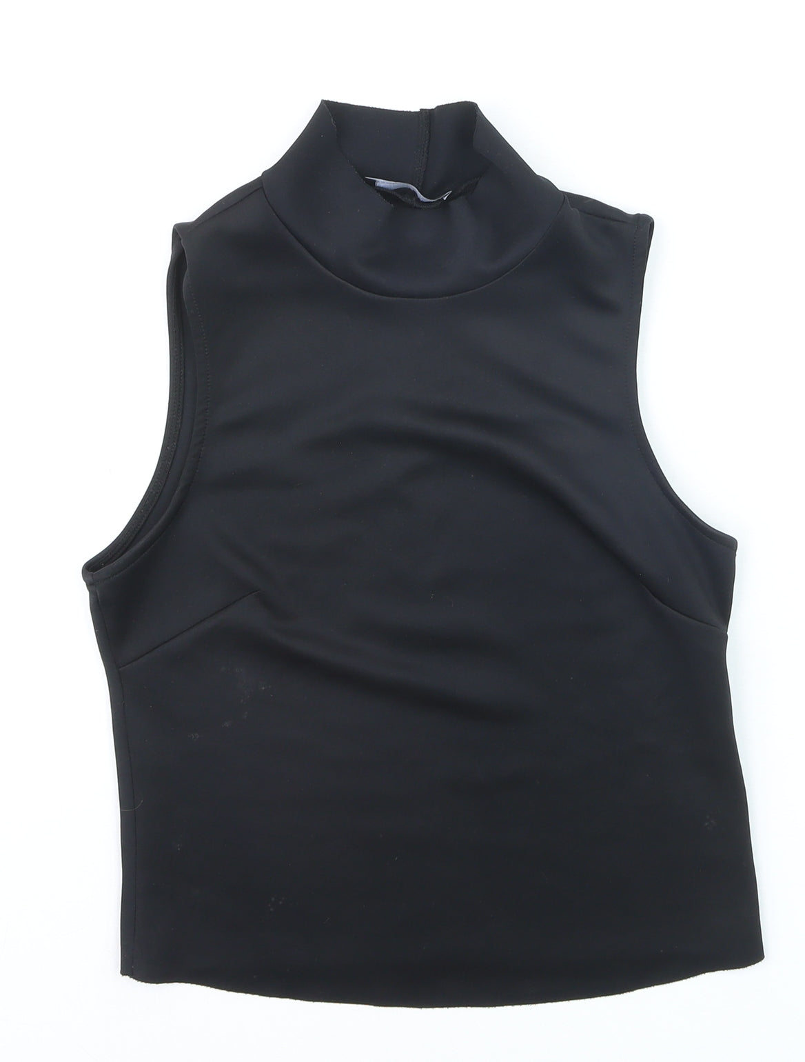 Zara Women Black Cropped High Neck Sleeveless Tank Top S