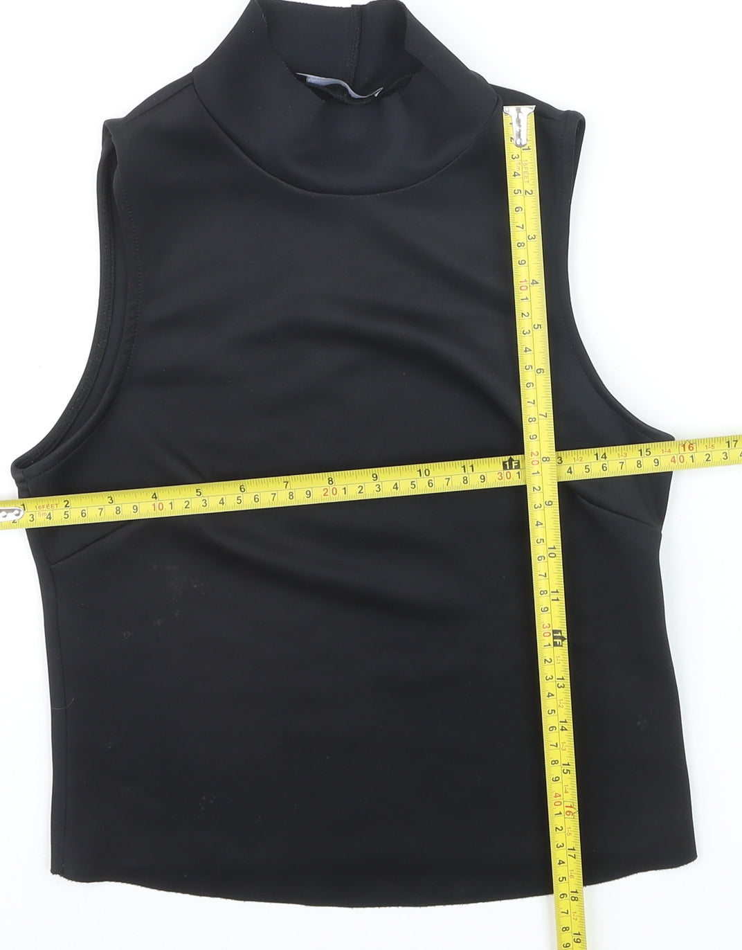 Zara Women Black Cropped High Neck Sleeveless Tank Top S