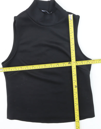 Zara Women Black Cropped High Neck Sleeveless Tank Top S