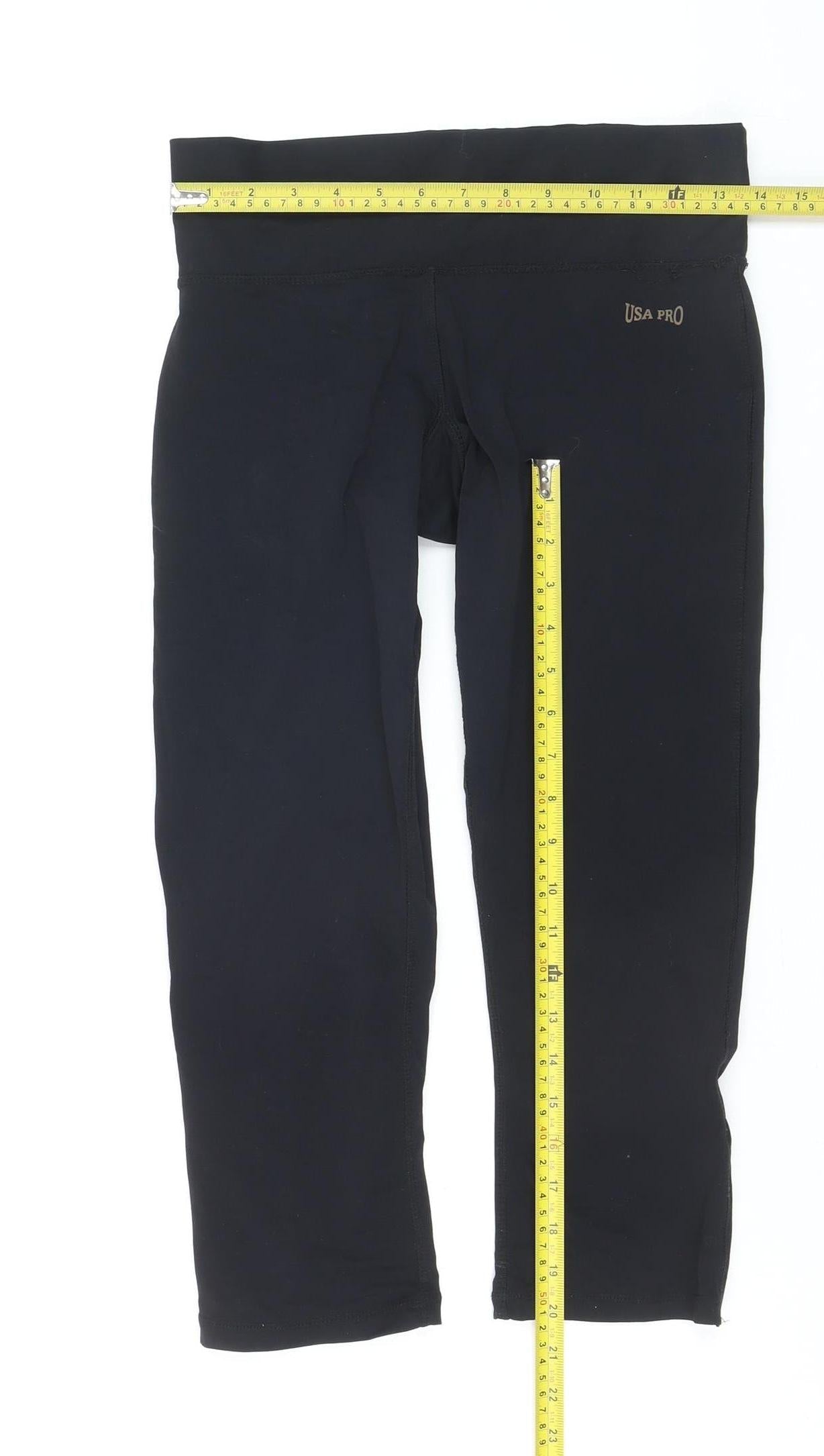 USA Pro Womens Black Capri Leggings Size 10 Gym Yoga Activewear