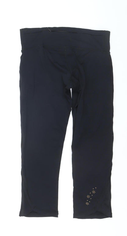 USA Pro Womens Black Capri Leggings Size 10 Gym Yoga Activewear