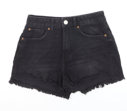 Primark Women’s Black Denim Cut-Off Shorts Size 6 High Rise
