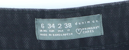 Primark Women’s Black Denim Cut-Off Shorts Size 6 High Rise