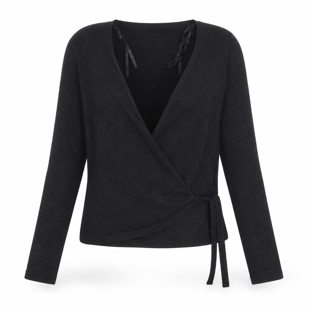 Dunnes Stores Women’s Black Wrap Jumper Small Knit Long Sleeve