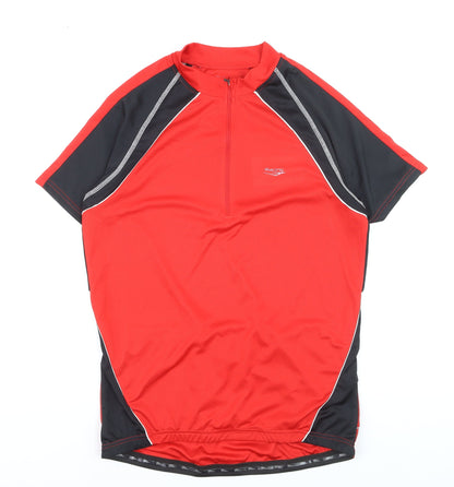 Crivit Men's Red Cycling Jersey L Short Sleeve 1/4 Zip Reflective