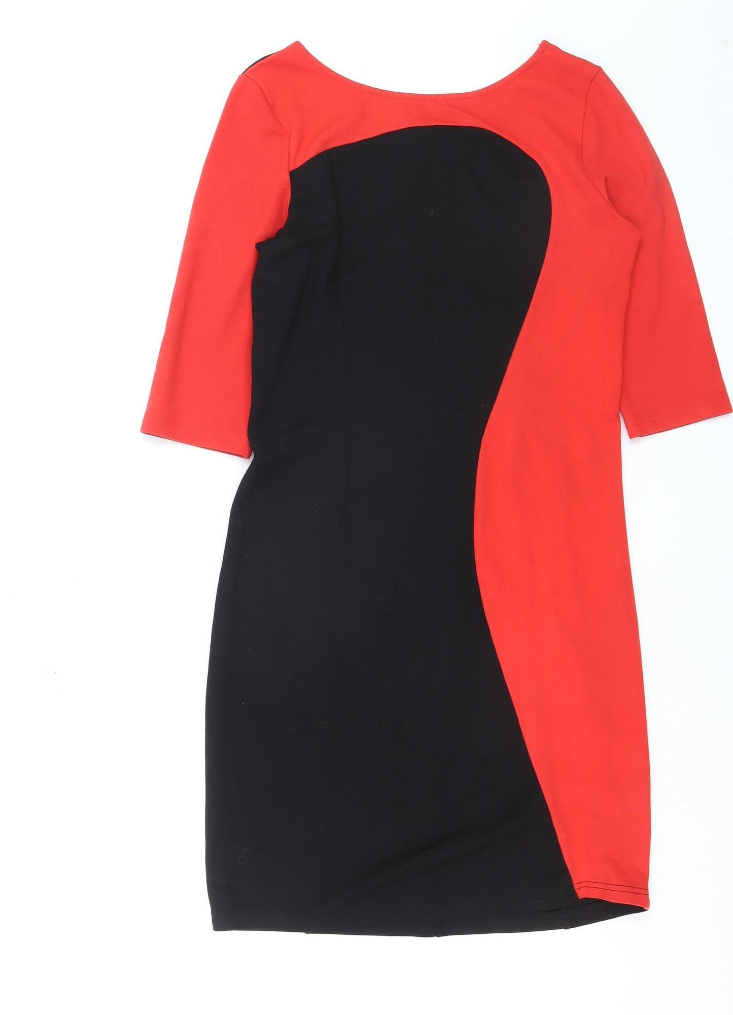 Edhering Women’s Red Black Bodycon Jersey Knee Length Dress Size 12