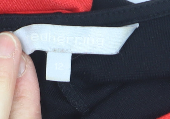 Edhering Women’s Red Black Bodycon Jersey Knee Length Dress Size 12