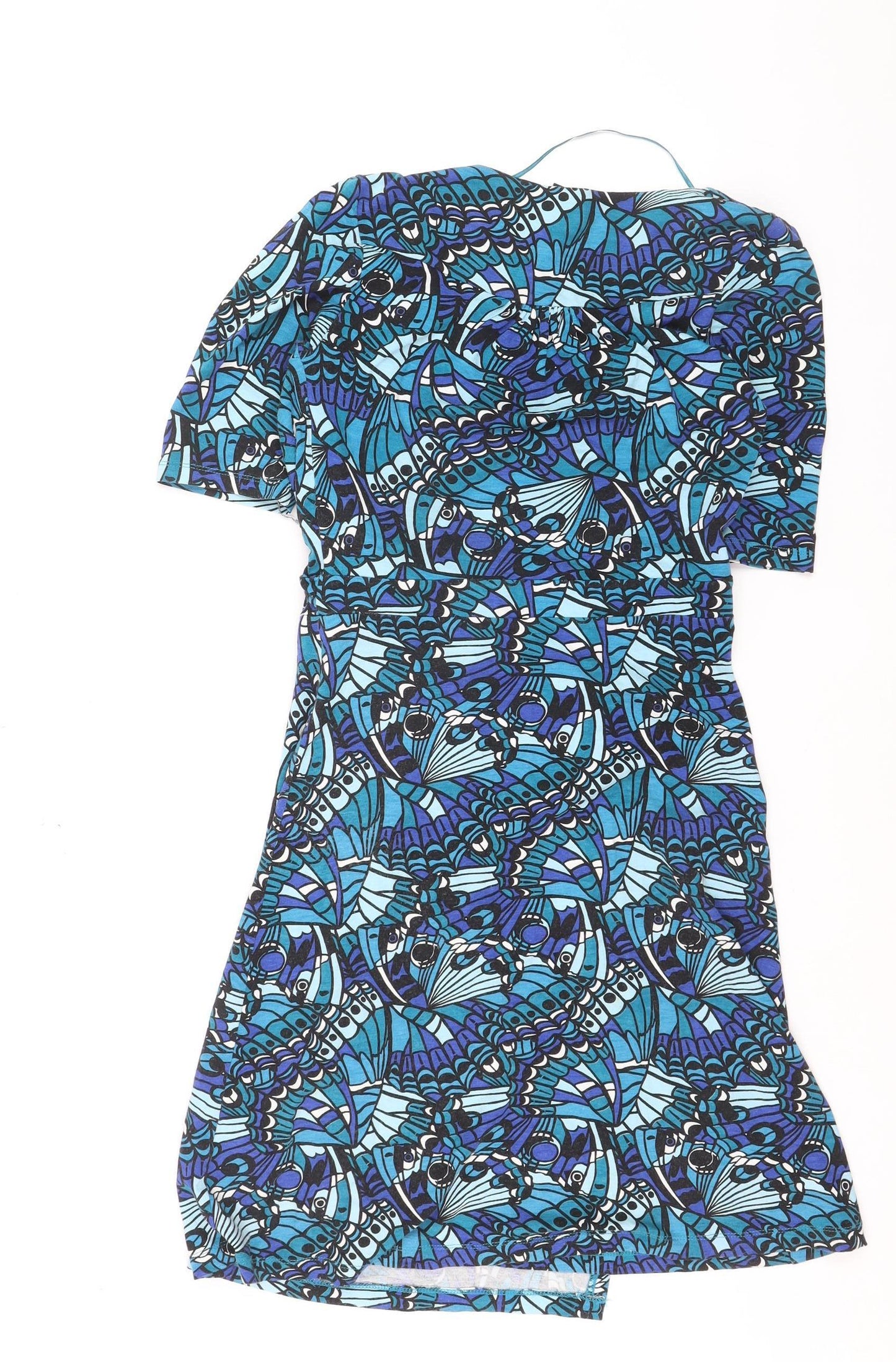H&M Women’s Blue Floral Wrap Dress Size 10 Viscose Elastane Knee Length