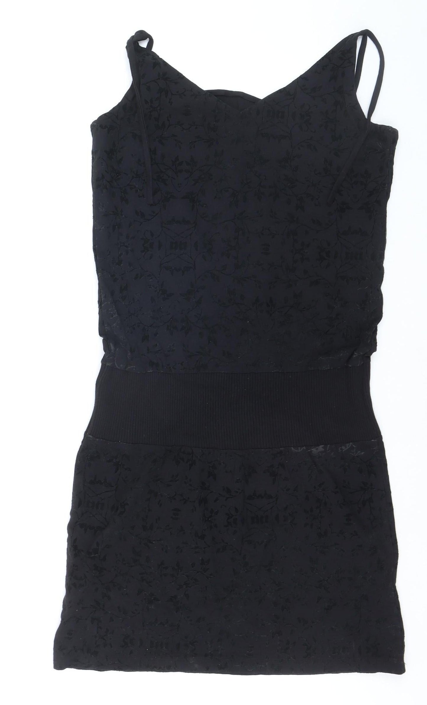 Miss Players Women's Black L Bodycon Sleeveless Party Dress