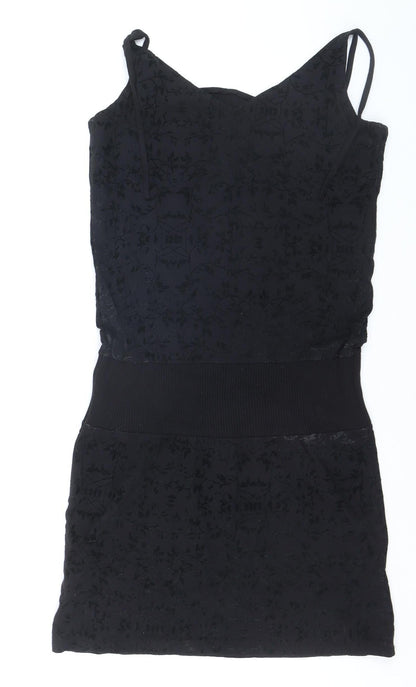 Miss Players Women's Black L Bodycon Sleeveless Party Dress