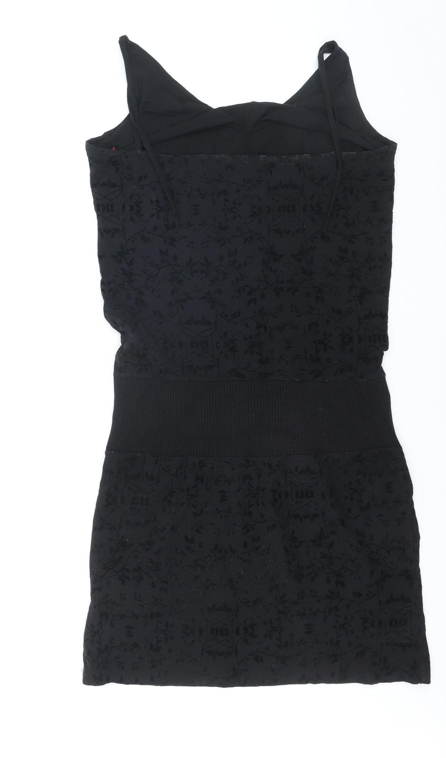 Miss Players Women's Black L Bodycon Sleeveless Party Dress