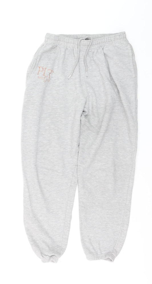 PrettyLittleThing Girls Grey Jogger Trousers S Elastic Waist Fleece