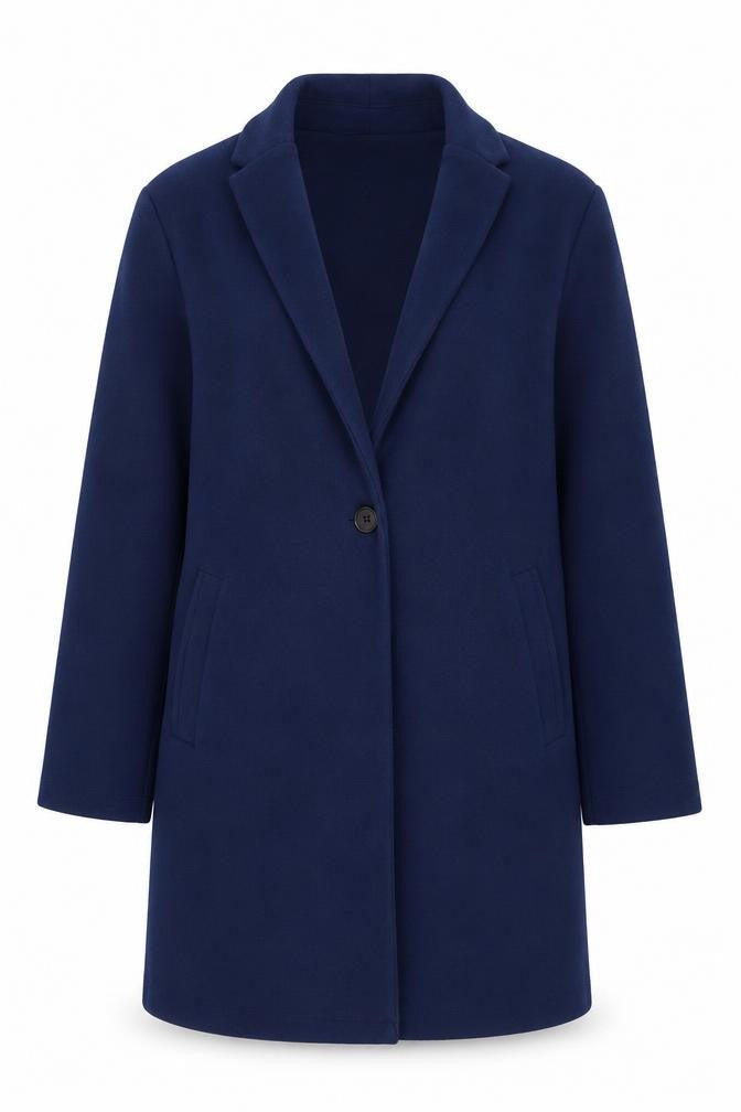 Dunnes Women's Blue Mid-Length Overcoat Size M Classic Style