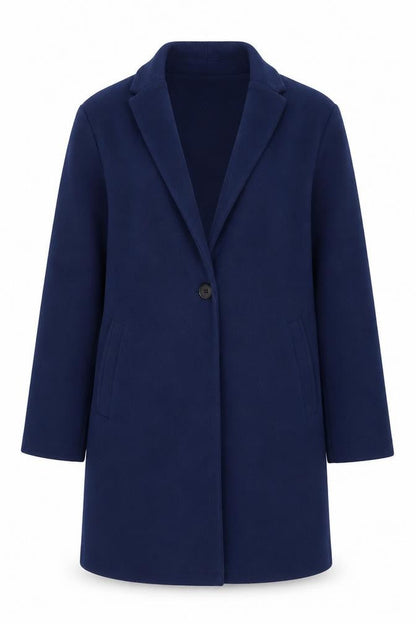 Dunnes Women's Blue Mid-Length Overcoat Size M Classic Style