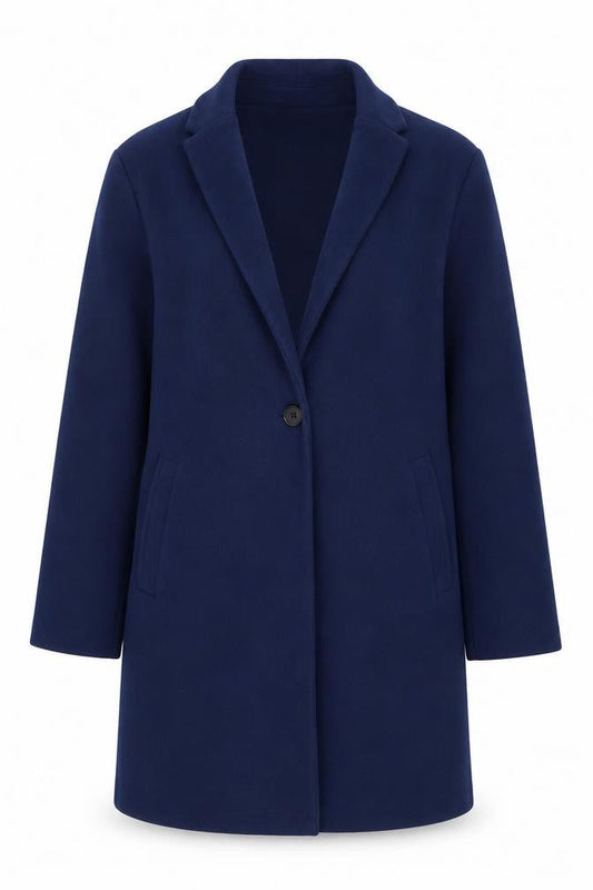 Dunnes Women's Blue Mid-Length Overcoat Size M Classic Style
