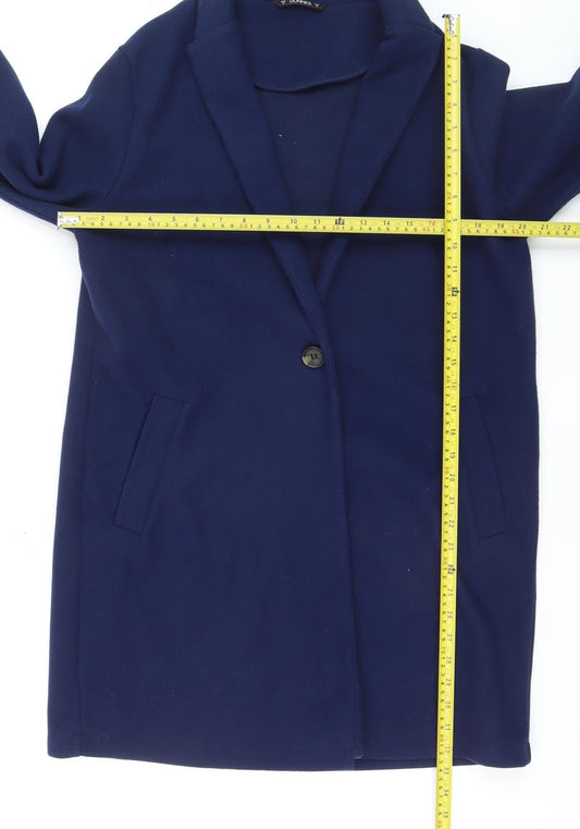 Dunnes Women's Blue Mid-Length Overcoat Size M Classic Style