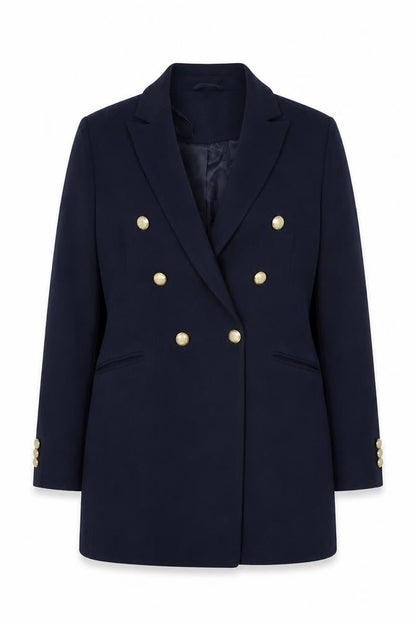 Gallery Women Blue Double-Breasted Blazer UK 16 Gold Buttons