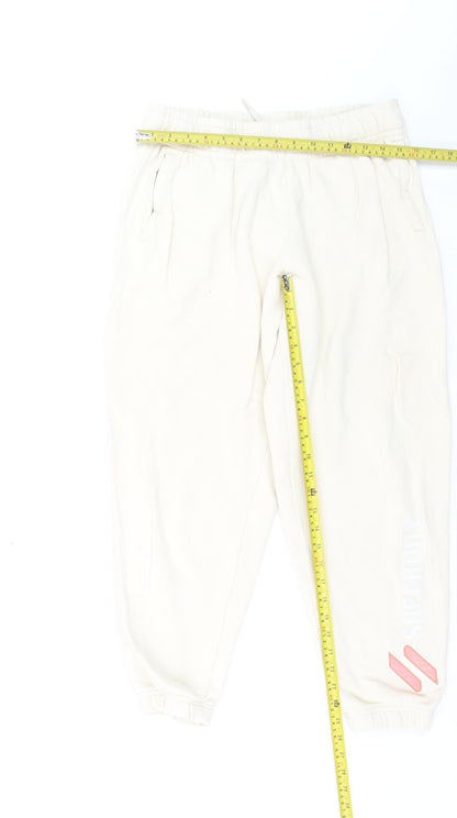 Superdry Girls Ivory Jogger Trousers Size 12 Years Cotton Blend
