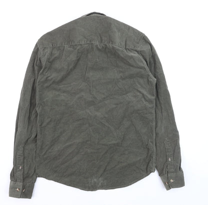 Anerkjendt Men's Green Corduroy Long Sleeve Button-Down Shirt Size S
