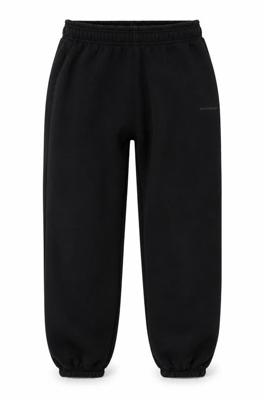 Front view of Brother and Kin boys’ black jogger trousers l fleece elastic waist casual