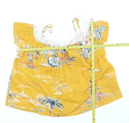 Benetton Women’s Yellow Bohemian Cotton Blouse XS