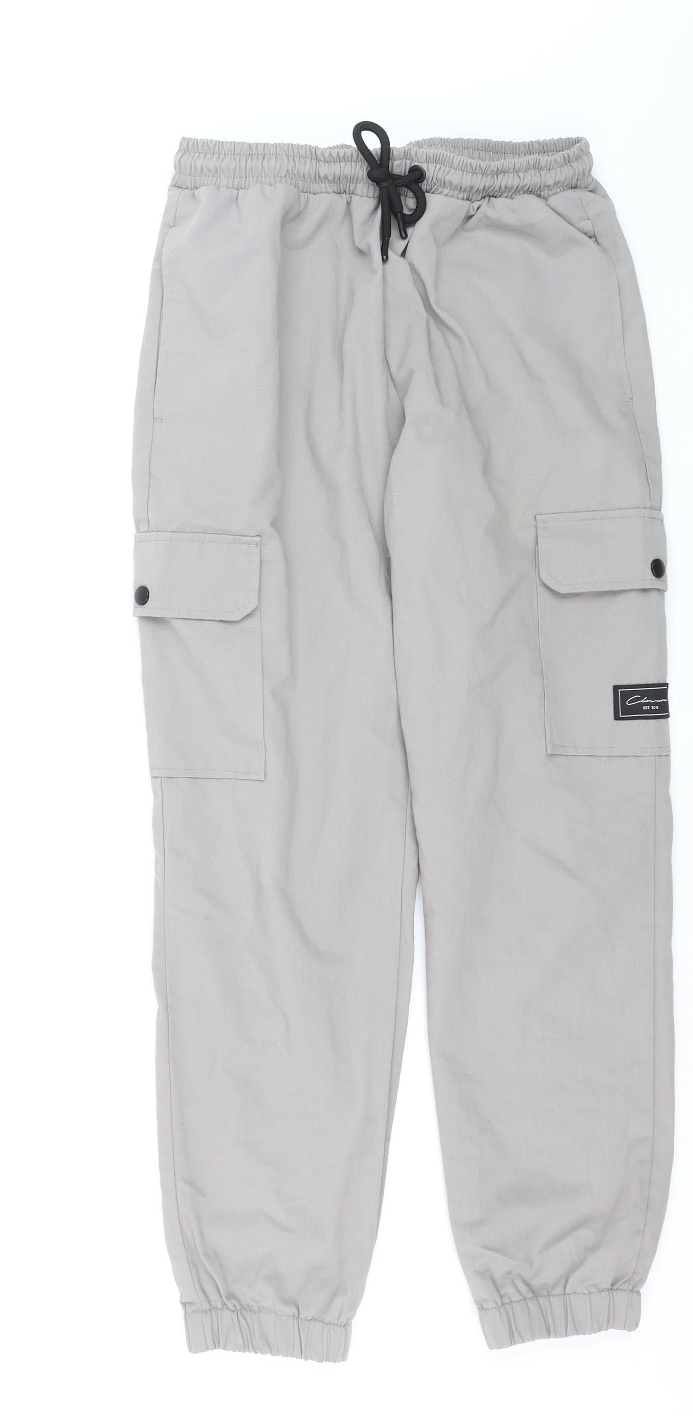 Closure LDN Men's Grey Cargo Trousers Size L Elastic Waist Casual
