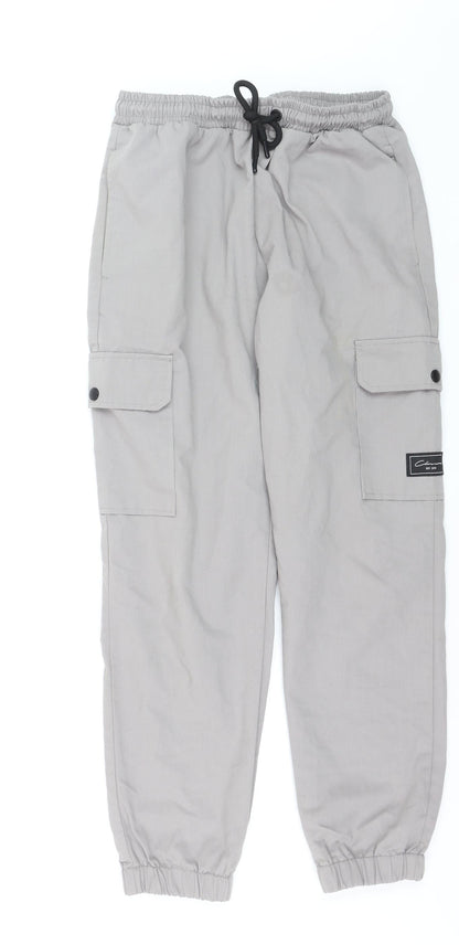 Closure LDN Men's Grey Cargo Trousers Size L Elastic Waist Casual