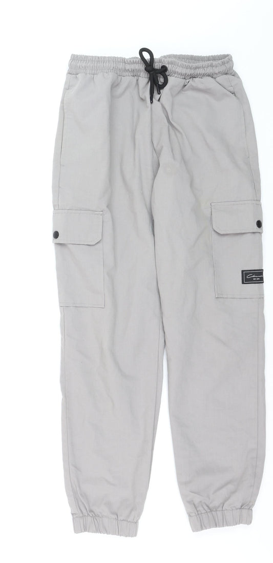 Closure LDN Men's Grey Cargo Trousers Size L Elastic Waist Casual