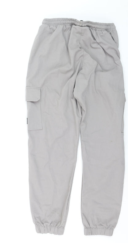 Closure LDN Men's Grey Cargo Trousers Size L Elastic Waist Casual