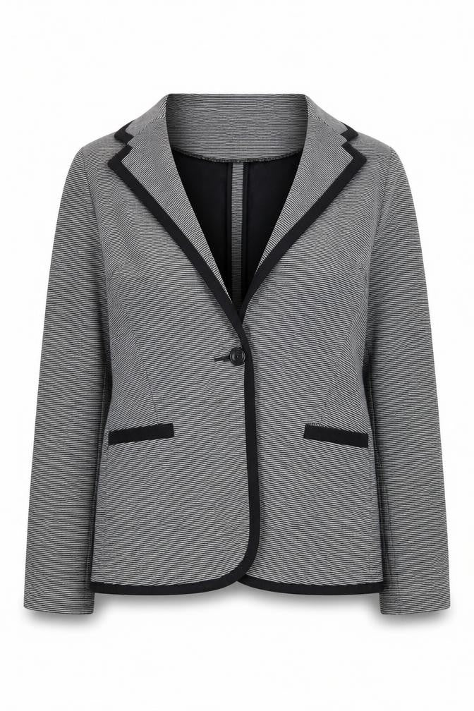 Select Women Grey Striped Blazer UK 14 Long Sleeve Classic Style