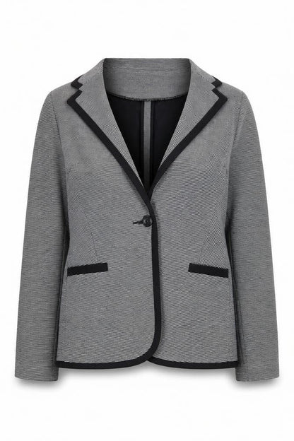 Select Women Grey Striped Blazer UK 14 Long Sleeve Classic Style