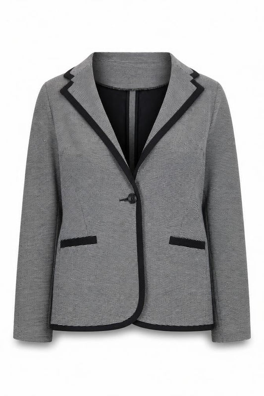 Select Women Grey Striped Blazer UK 14 Long Sleeve Classic Style