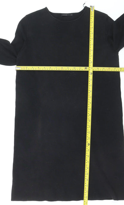COS Women Black Wool Blend Shift Dress Size S Long Sleeve