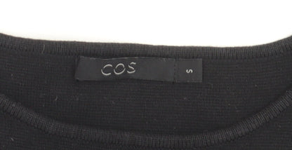 COS Women Black Wool Blend Shift Dress Size S Long Sleeve