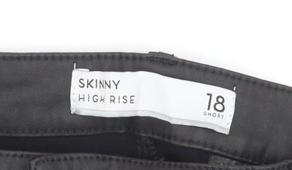 Next Women's Black High Rise Skinny Faux Leather Trousers Size 18 Short