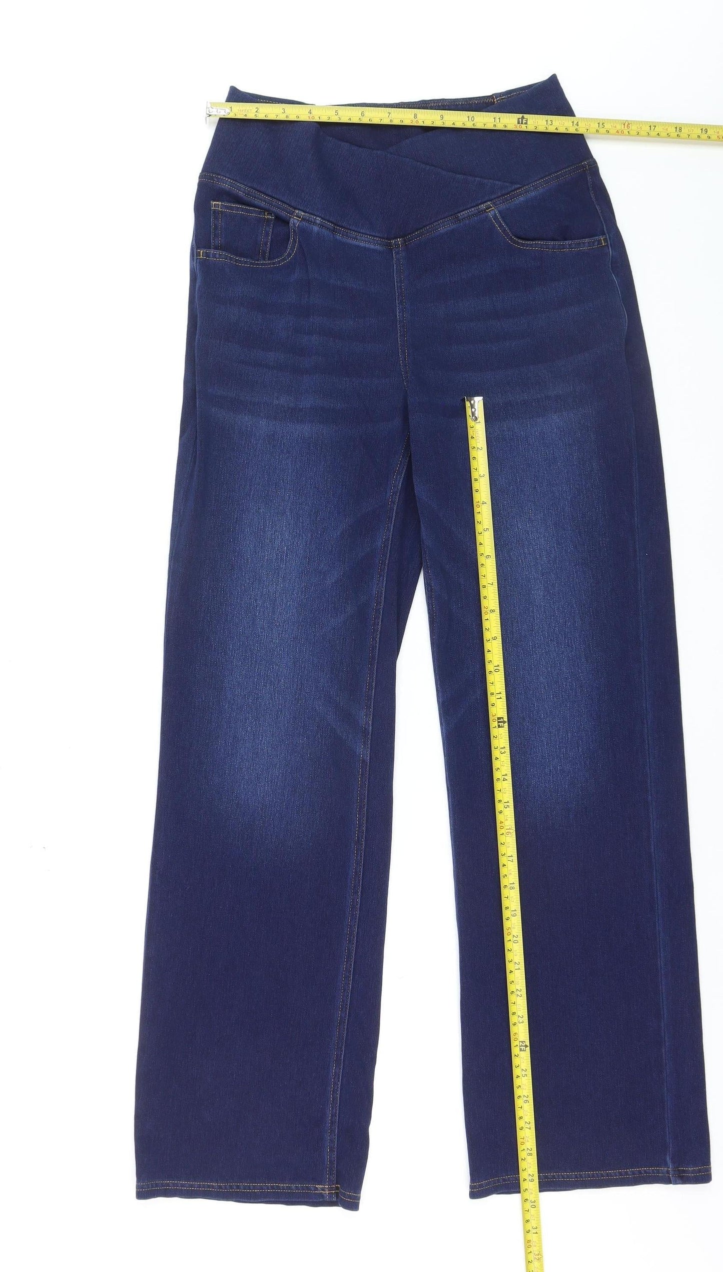 Halara Women’s Blue Wide-Leg Stretch Denim Jeans Size M Regular Fit
