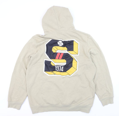 H&M Men’s Beige XL Pullover Hoodie Regular Fit Graphic Print