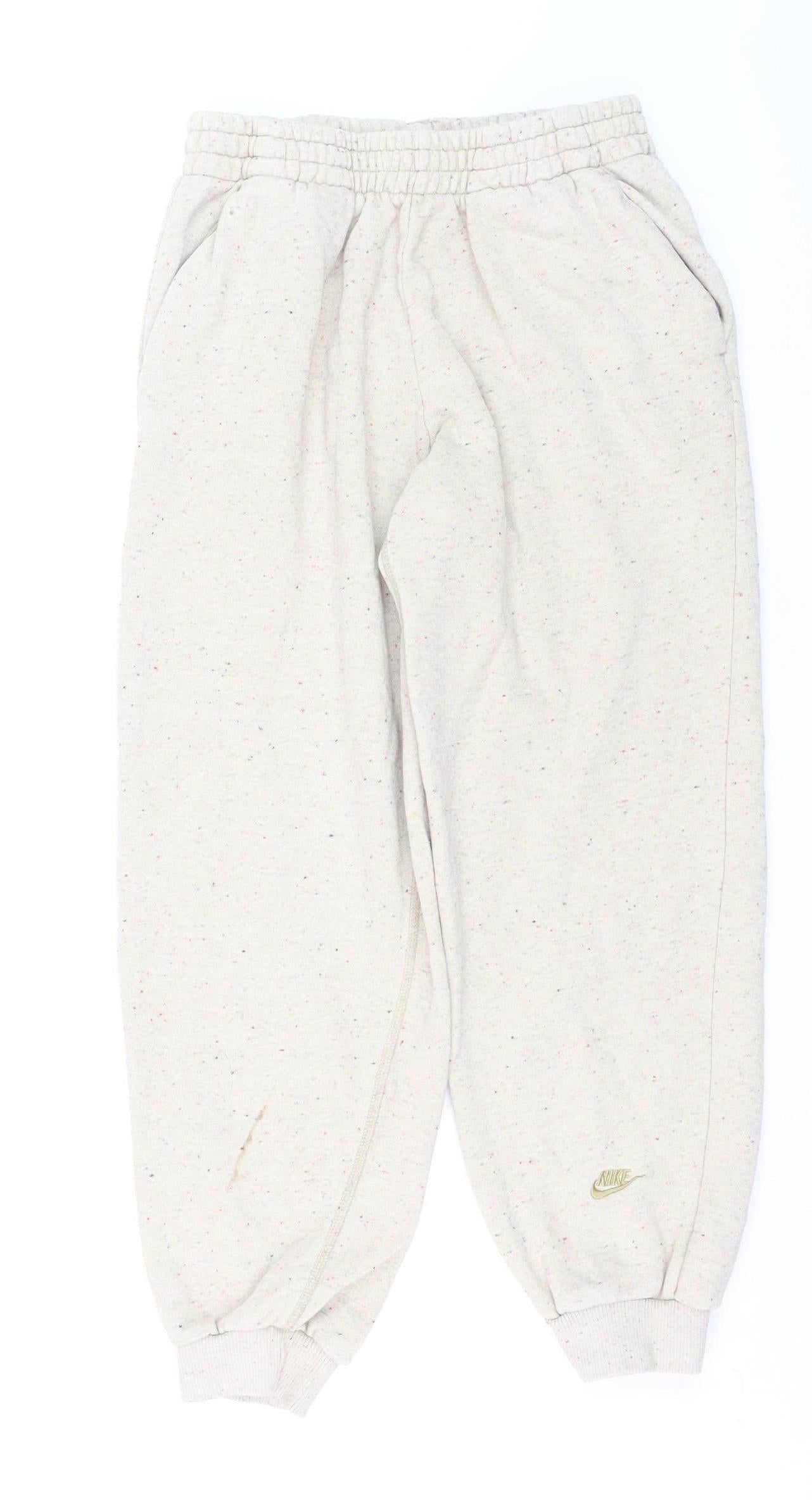 Nike Boys Beige Jogger Sweatpants 13-14 Years Cotton Blend Fleece Trousers