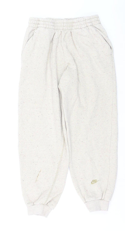 Nike Boys Beige Jogger Sweatpants 13-14 Years Cotton Blend Fleece Trousers