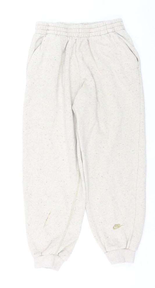 Nike Boys Beige Jogger Sweatpants 13-14 Years Cotton Blend Fleece Trousers