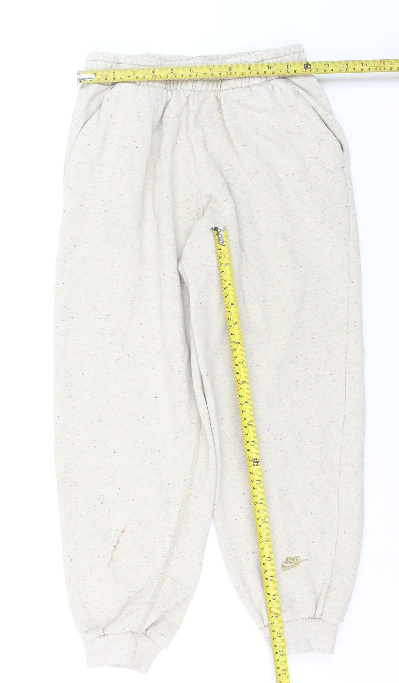 Nike Boys Beige Jogger Sweatpants 13-14 Years Cotton Blend Fleece Trousers