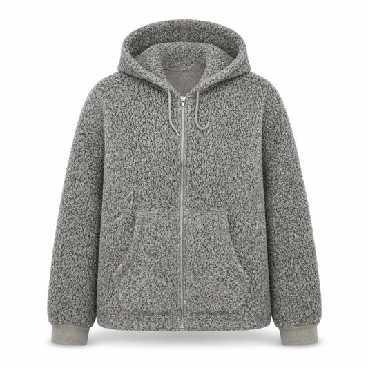 Next Women Grey Hooded Fleece Zip Jacket Size S