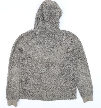 Next Women Grey Hooded Fleece Zip Jacket Size S