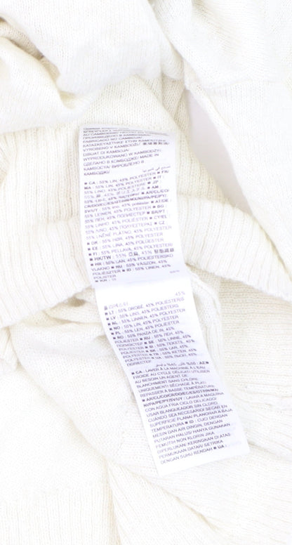 GAP Women Ivory V-Neck Linen Blend Pullover Jumper Size M