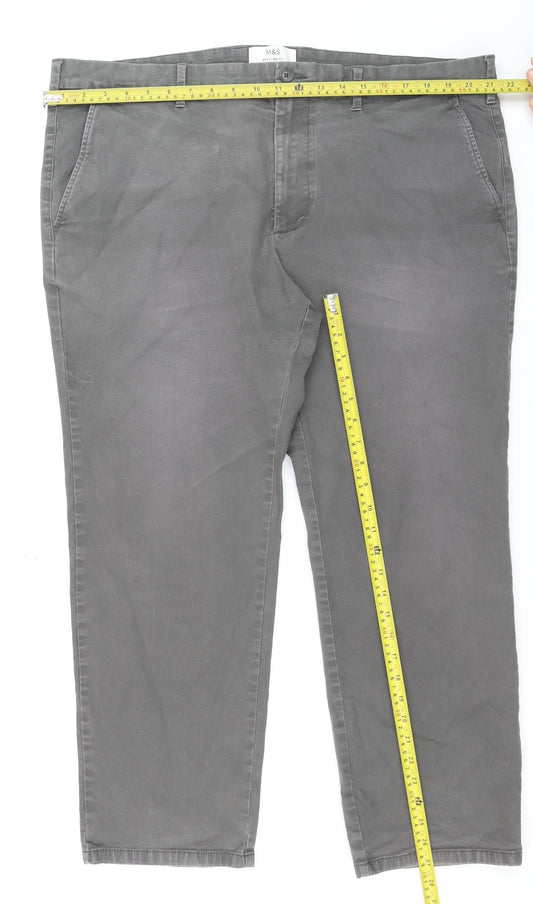 Marks and Spencer Men's Grey Regular Fit Straight Jeans Size 42