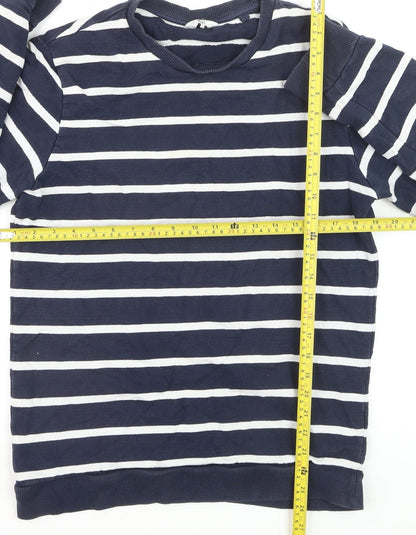 Next Women's Blue Striped Cotton Crew Neck Pullover Jumper Size S