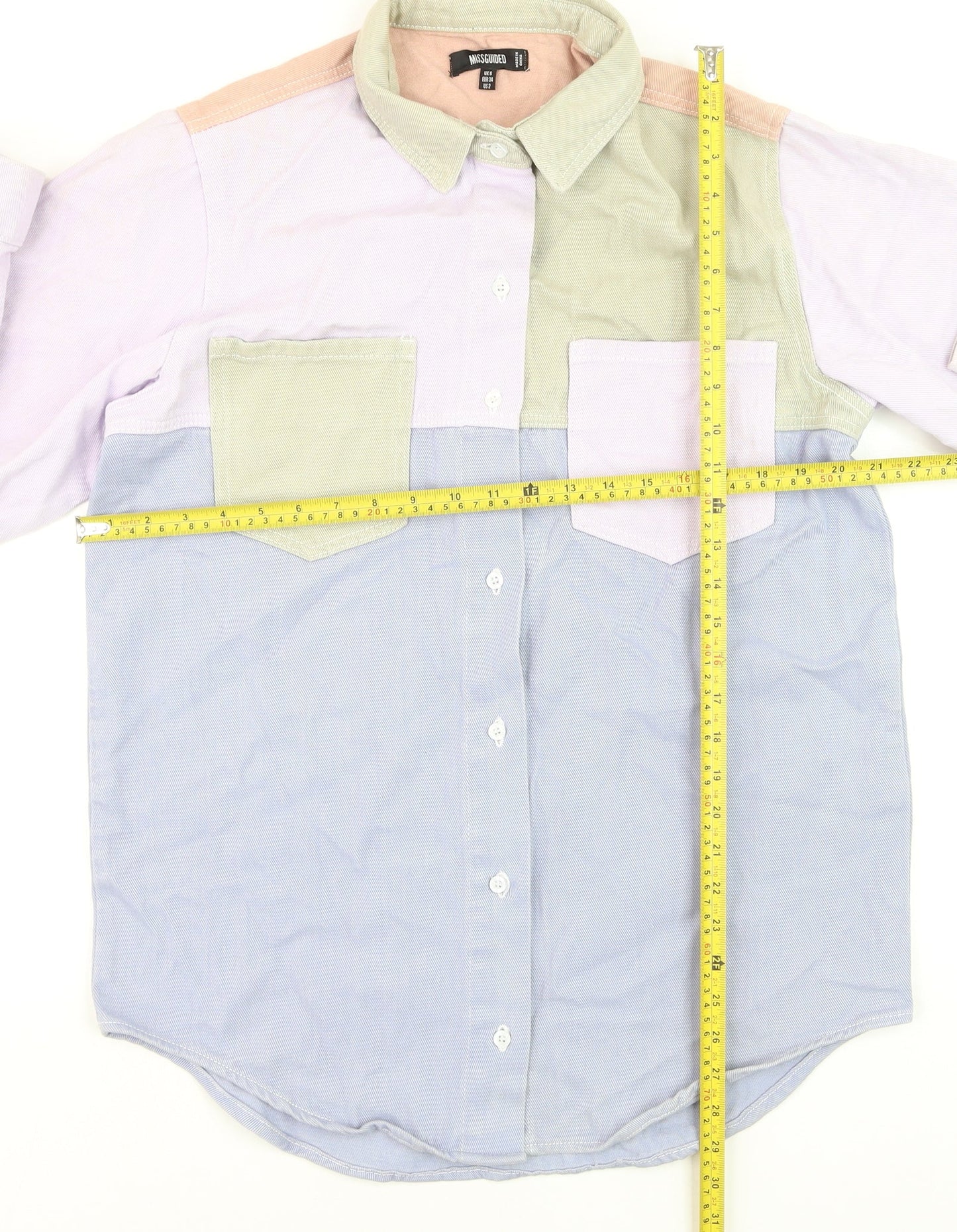 Missguided Womens Multicoloured Cotton Button-Up Shirt Size 6